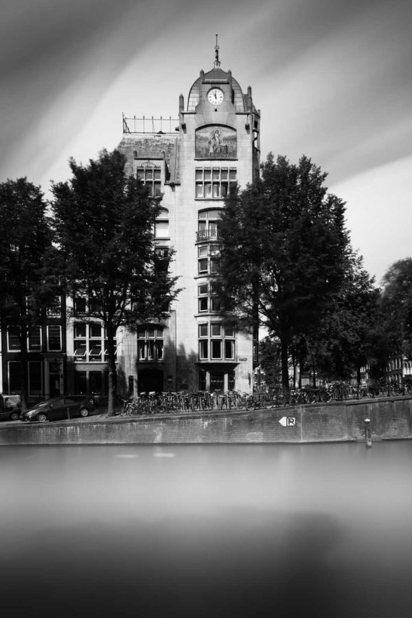 Amsterdam, Leliegracht, Keizersgracht, Astoria, Eerste Hollandsche Levensverzekerings Bank, Black and White, Long Exposure, Ivo Kerssemakers, Canals, Architecture, Netherlands, Holland, Fine Art, B&W