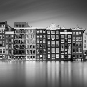 Amsterdam, Damrak, Black and White, Long Exposure, Ivo Kerssemakers, Canals, Architecture, Netherlands, Holland, Fine Art, B&W
