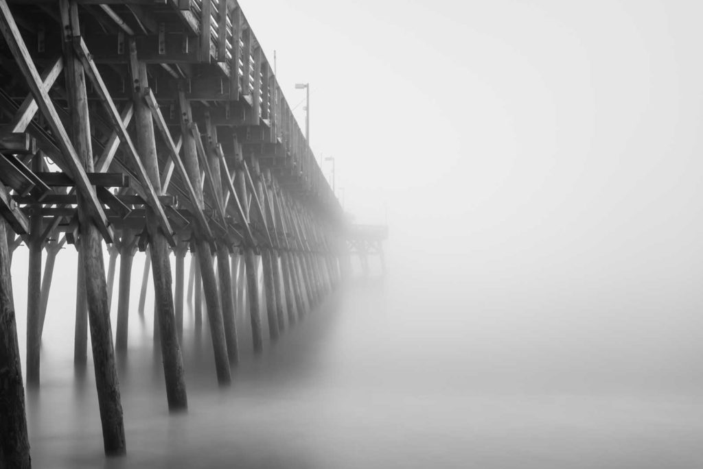 Garden City, Pier, South Carolina, Fog, Mist, Ocean, Beach, Long Exposure, Black and White, B&W, Fine Art, Ivo Kerssemakers