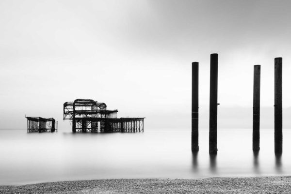 West Pier, Brighton, England, Black and White, Long Exposure, Ivo Kerssemakers
