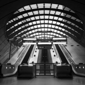Canary Wharf, Subway, Tube, Station, Escalator, Black and White, London, Ivo Kerssemakers, Fine Art