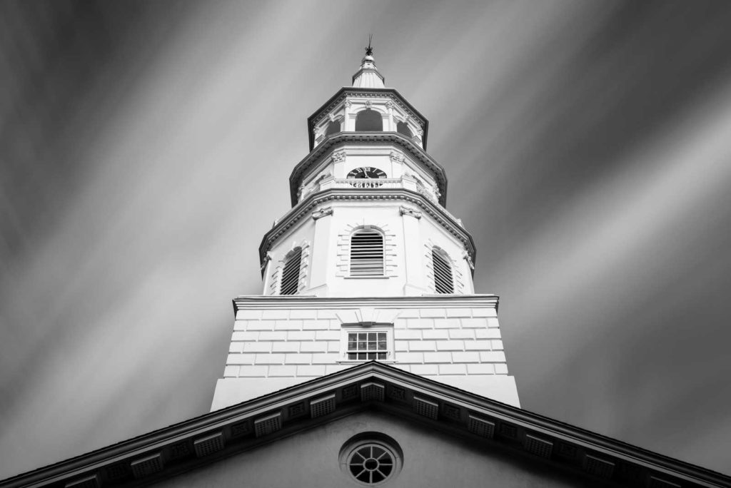 Art print of the steeple of the St. Michaels Church in Charleston, South Carolina